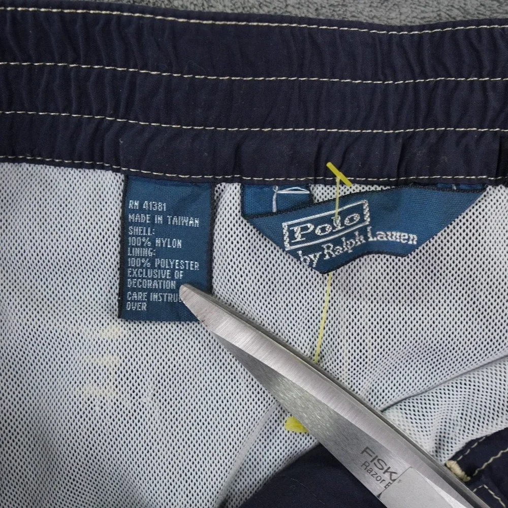 Polo Ralph Lauren Swim Trunks Men M Navy Blue Board Shorts Red Pony Logo‎